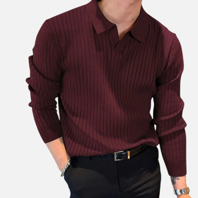 Men's Long Sleeve Polo Shirt for Autumn Winter