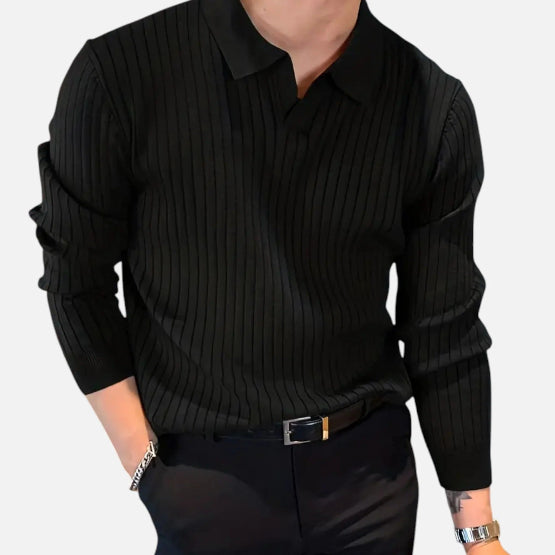 Men's Long Sleeve Polo Shirt for Autumn Winter
