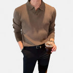 Men's Long Sleeve Polo Shirt for Autumn Winter