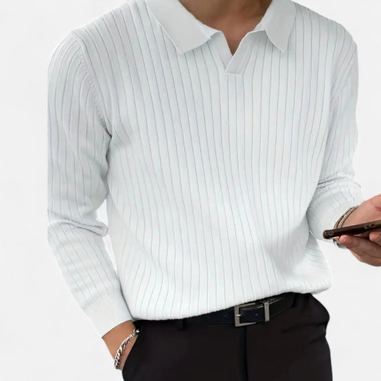 Men's Long Sleeve Polo Shirt for Autumn Winter