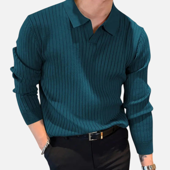 Men's Long Sleeve Polo Shirt for Autumn Winter