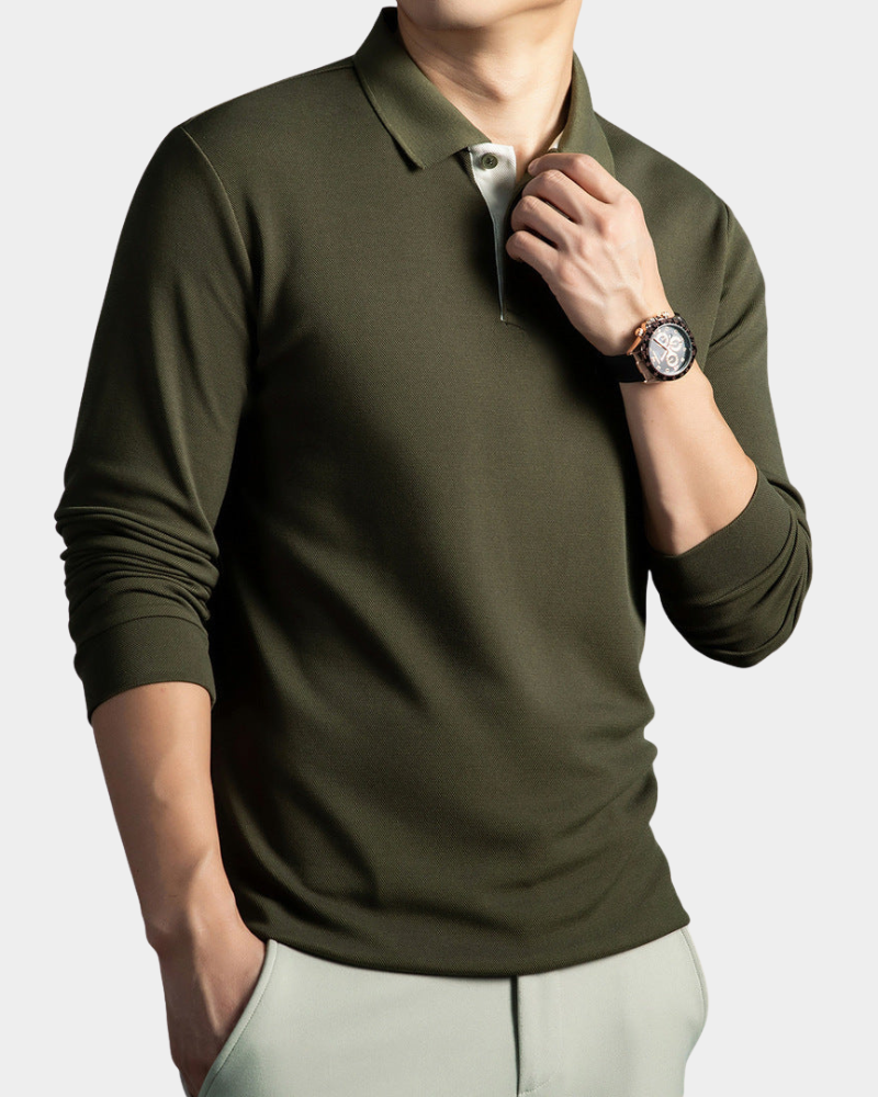 Men's Long Sleeve Polo Shirt for Everyday Wear