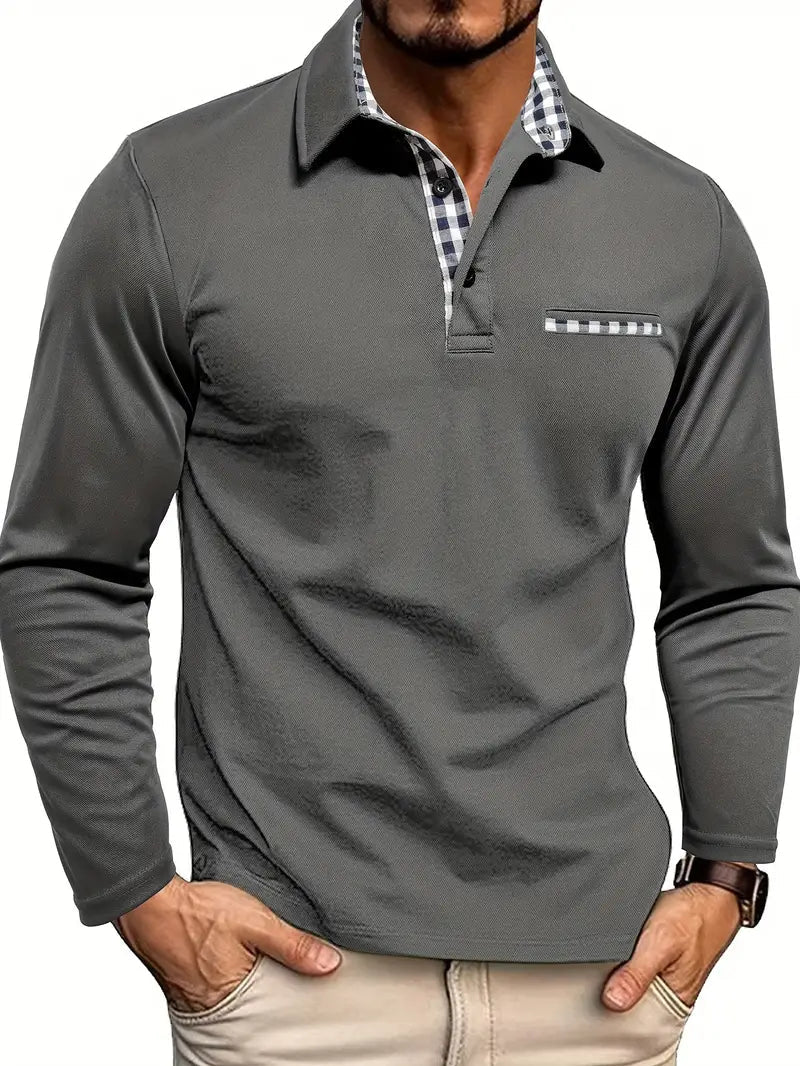 Men's Long Sleeve Polo Shirt for Everyday Wear