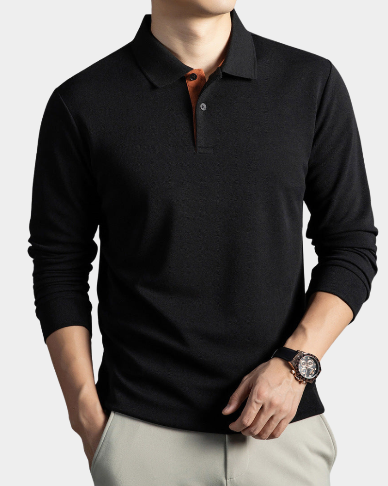 Men's Long Sleeve Polo Shirt for Everyday Wear