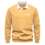 Men's Long Sleeve Polo Sweater with Contrast Collar