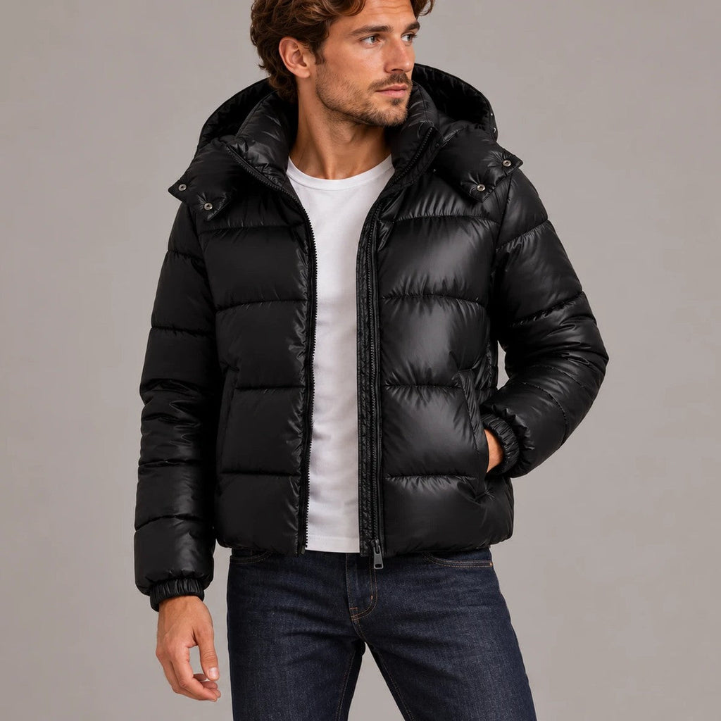 Men's Padded Jacket with Hood for Cold Days