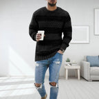 Men's Patterned Crewneck Sweater for Autumn Winter Wear