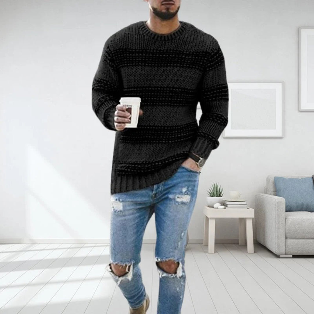 Men's Patterned Crewneck Sweater for Autumn Winter Wear