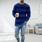 Men's Patterned Crewneck Sweater for Autumn Winter Wear