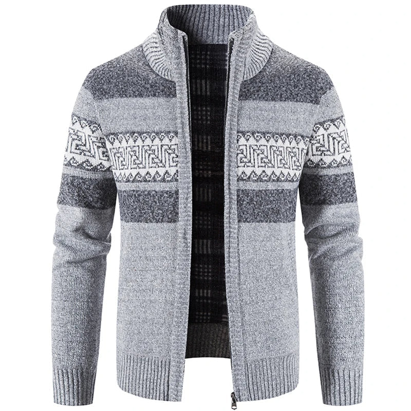 Men's Patterned Zip Front Cardigan Sweater Everyday Wear