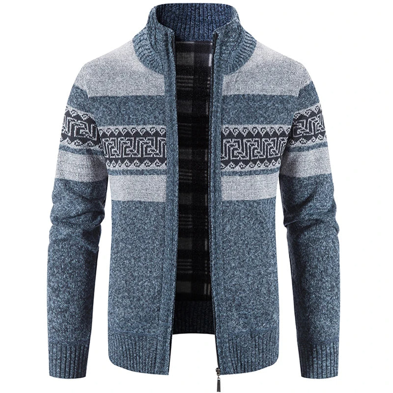 Men's Patterned Zip Front Cardigan Sweater Everyday Wear