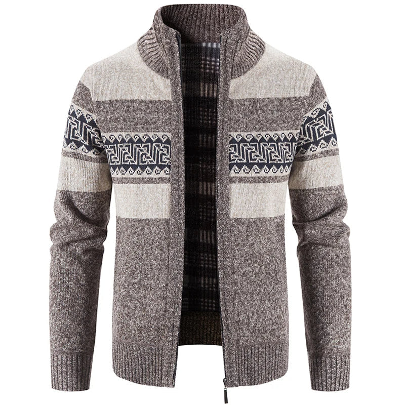 Men's Patterned Zip Front Cardigan Sweater Everyday Wear