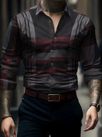 Men's Plaid Button-Up Shirt for Autumn and Winter