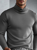 Men's Ribbed Asymmetric Turtleneck Sweater