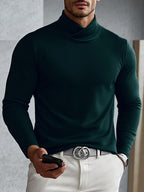 Men's Ribbed Asymmetric Turtleneck Sweater