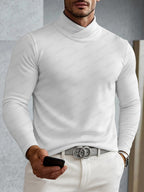 Men's Ribbed Asymmetric Turtleneck Sweater