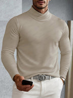 Men's Ribbed Asymmetric Turtleneck Sweater