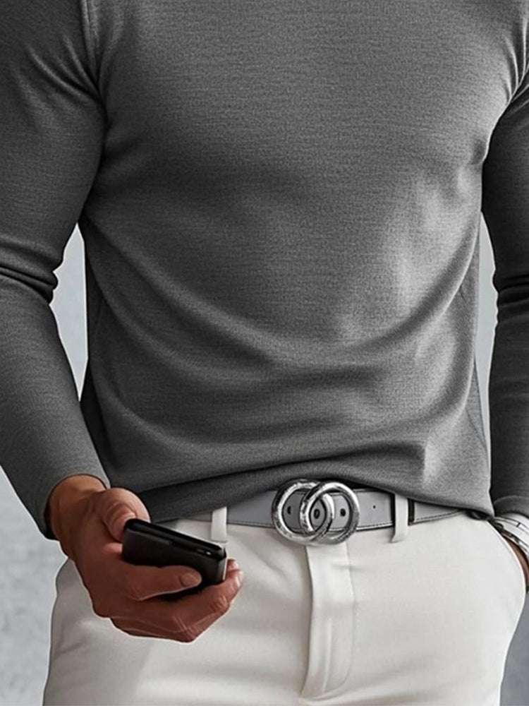 Men's Ribbed Asymmetric Turtleneck Sweater