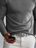 Men's Ribbed Asymmetric Turtleneck Sweater