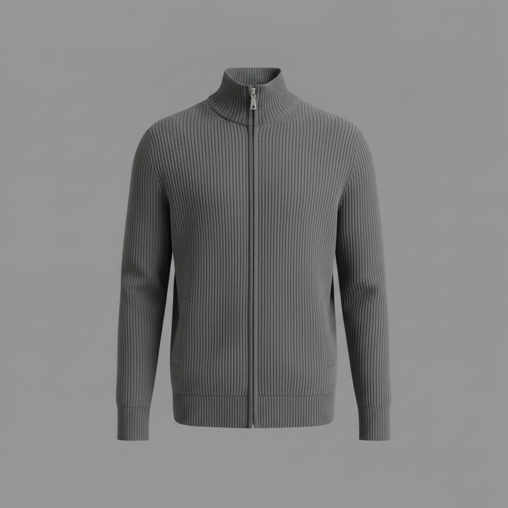 Men's Ribbed Zip Cardigan for Autumn Winter