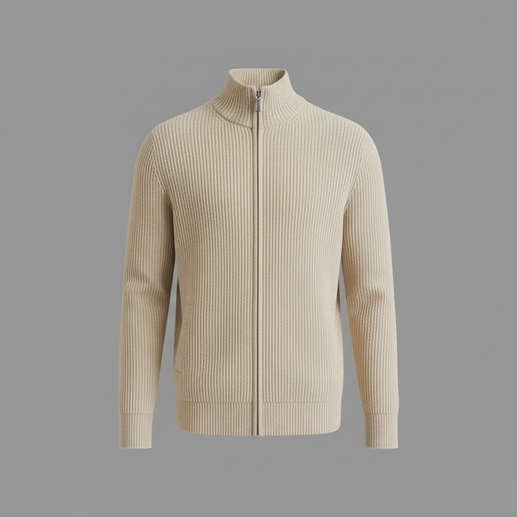 Men's Ribbed Zip Cardigan for Autumn Winter