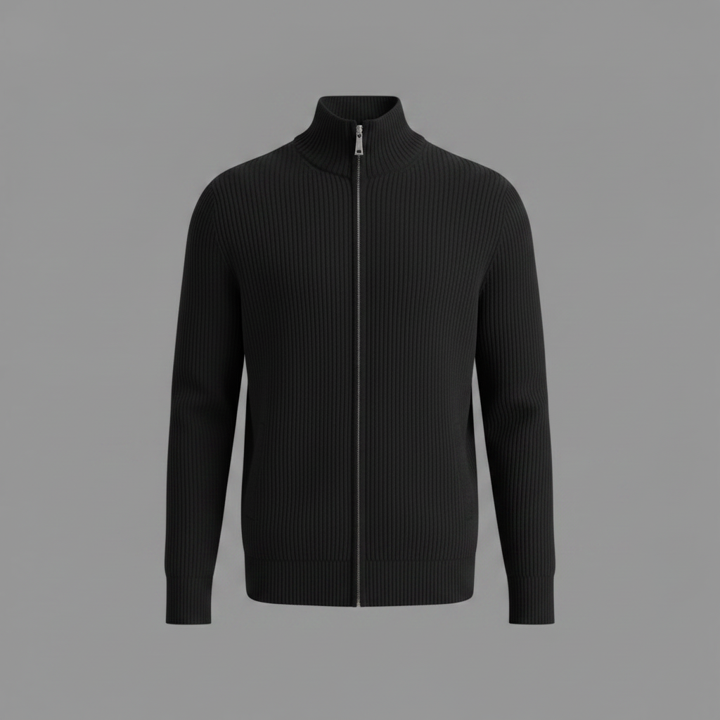 Men's Ribbed Zip Cardigan for Autumn Winter