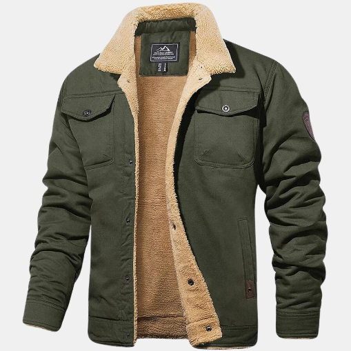 Men's Shearling Collar Jacket for Autumn Winter Wear