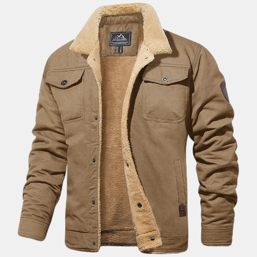 Men's Shearling Collar Jacket for Autumn Winter Wear