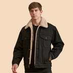 Men's Shearling Collar Jacket for Autumn Winter Wear