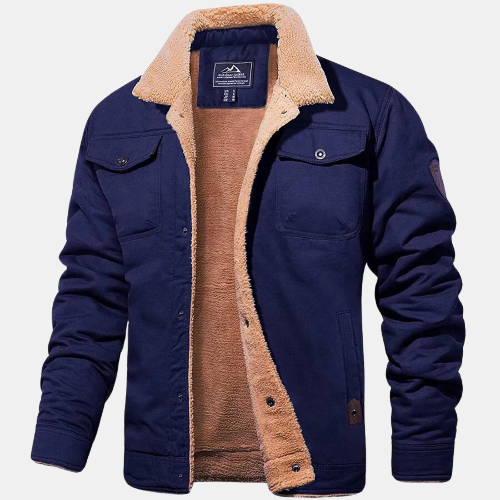 Men's Shearling Collar Jacket for Autumn Winter Wear