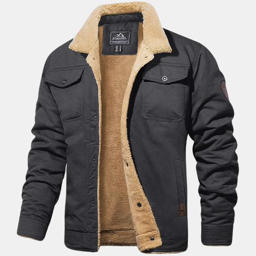 Men's Shearling Collar Jacket for Autumn Winter Wear