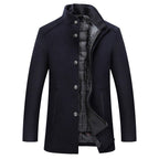 Men's Stand Collar Buttoned Coat for Winter