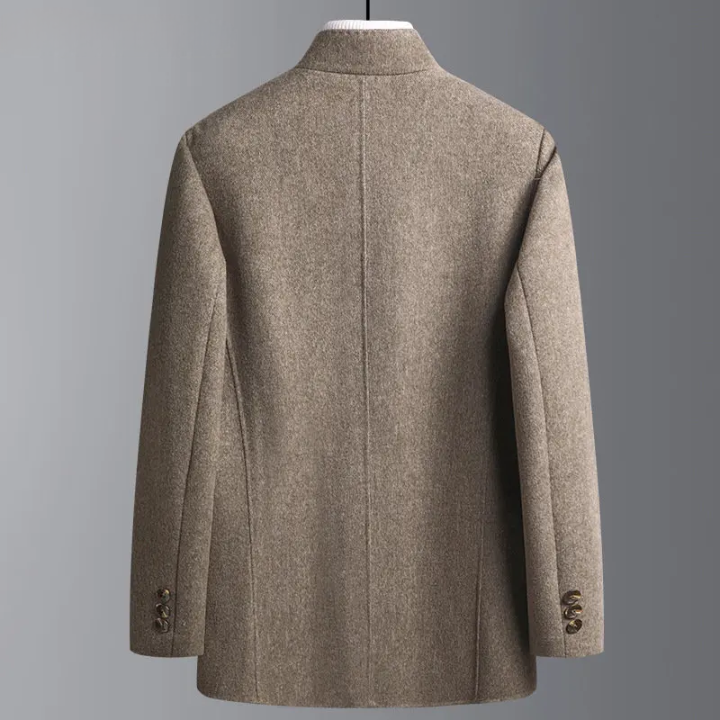 Men's Stand Collar Wool-Blend Coat