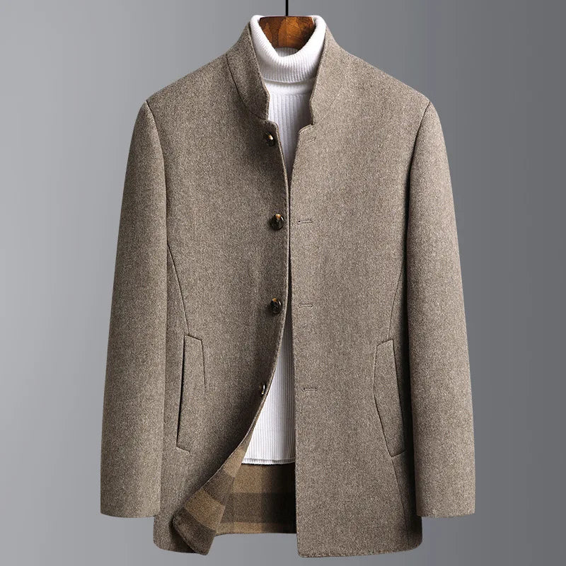 Men's Stand Collar Wool-Blend Coat