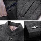 Men's Stand Collar Wool-Blend Coat