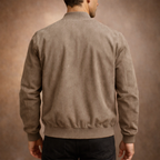 Men's Suede Bomber Jacket for Autumn Winter Wear