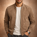 Men's Suede Bomber Jacket for Autumn Winter Wear
