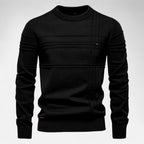Men's Textured Crew Neck Sweater for Autumn