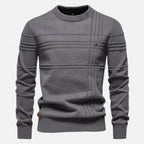 Men's Textured Crew Neck Sweater for Autumn