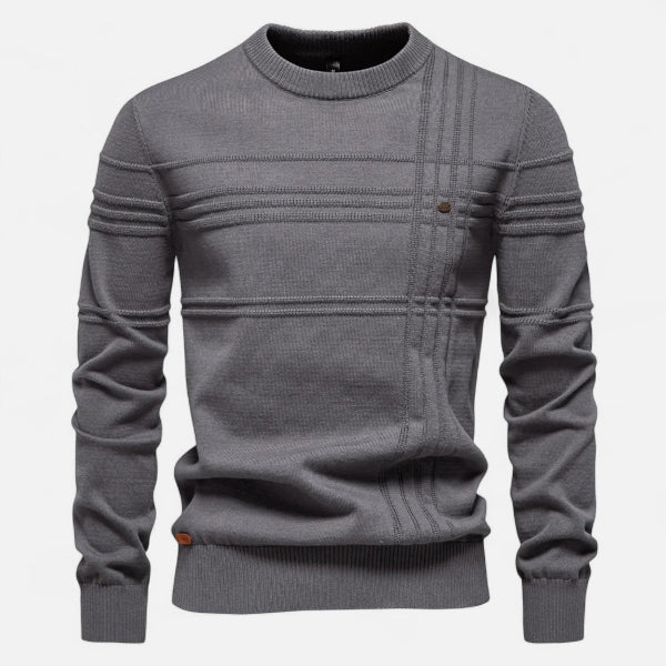 Men's Textured Crew Neck Sweater for Autumn