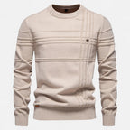 Men's Textured Crew Neck Sweater for Autumn