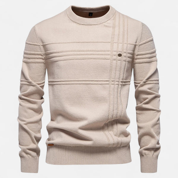 Men's Textured Crew Neck Sweater for Autumn