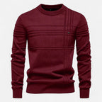 Men's Textured Crew Neck Sweater for Autumn
