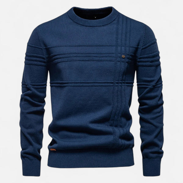 Men's Textured Crew Neck Sweater for Autumn