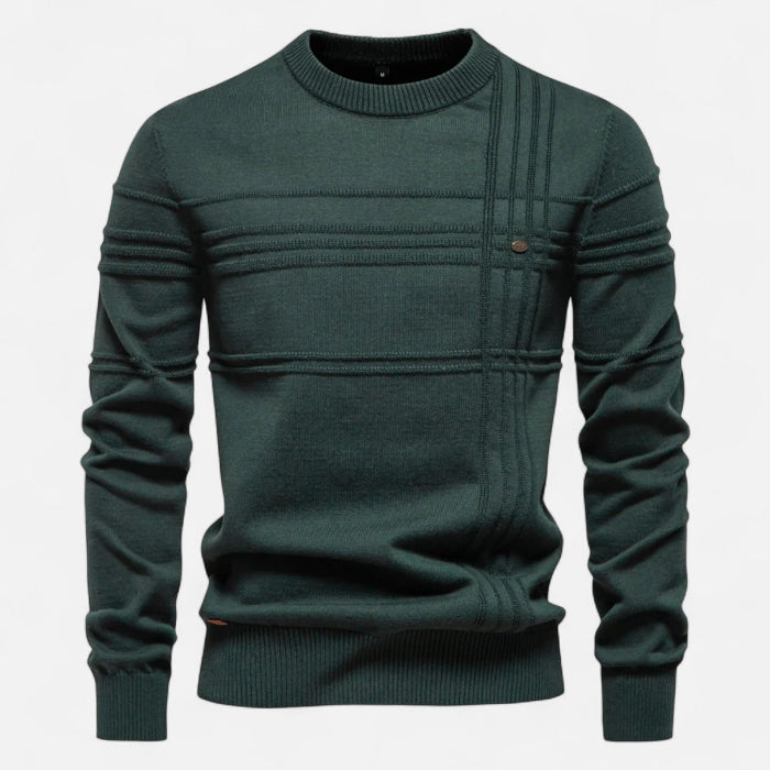 Men's Textured Crew Neck Sweater for Autumn