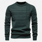 Men's Textured Crew Neck Sweater for Autumn