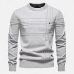 Men's Textured Crew Neck Sweater for Autumn