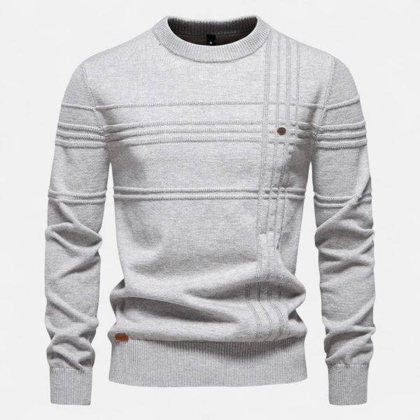 Men's Textured Crew Neck Sweater for Autumn