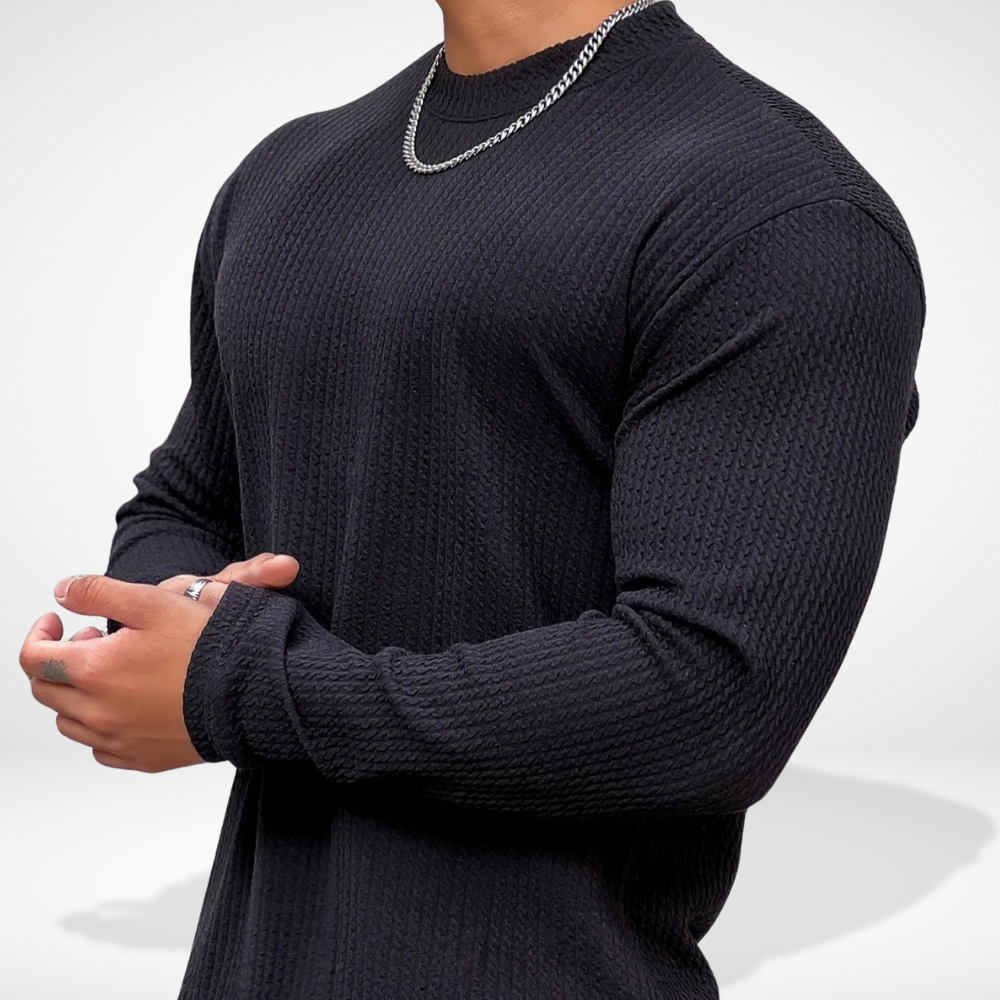 Men's Textured Crewneck Sweater for Autumn Winter Wear