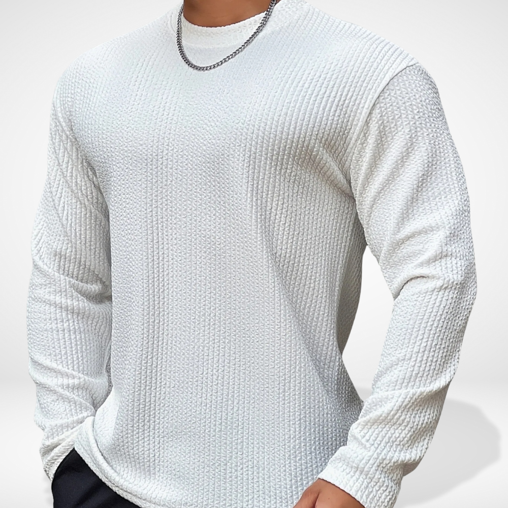 Men's Textured Crewneck Sweater for Autumn Winter Wear